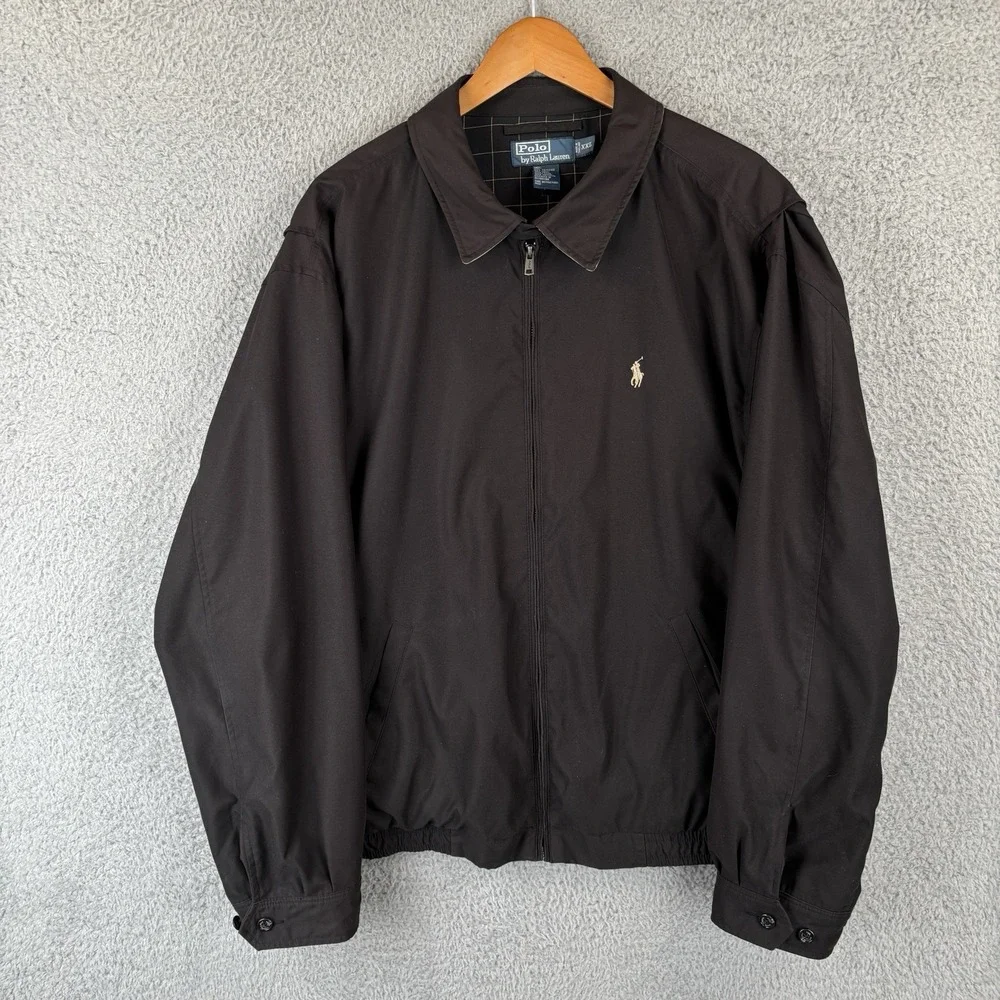 Polo Ralph Lauren Black Harrington Bi-Swing Jacket Mens 2XL‎ Bomber Chin Strap